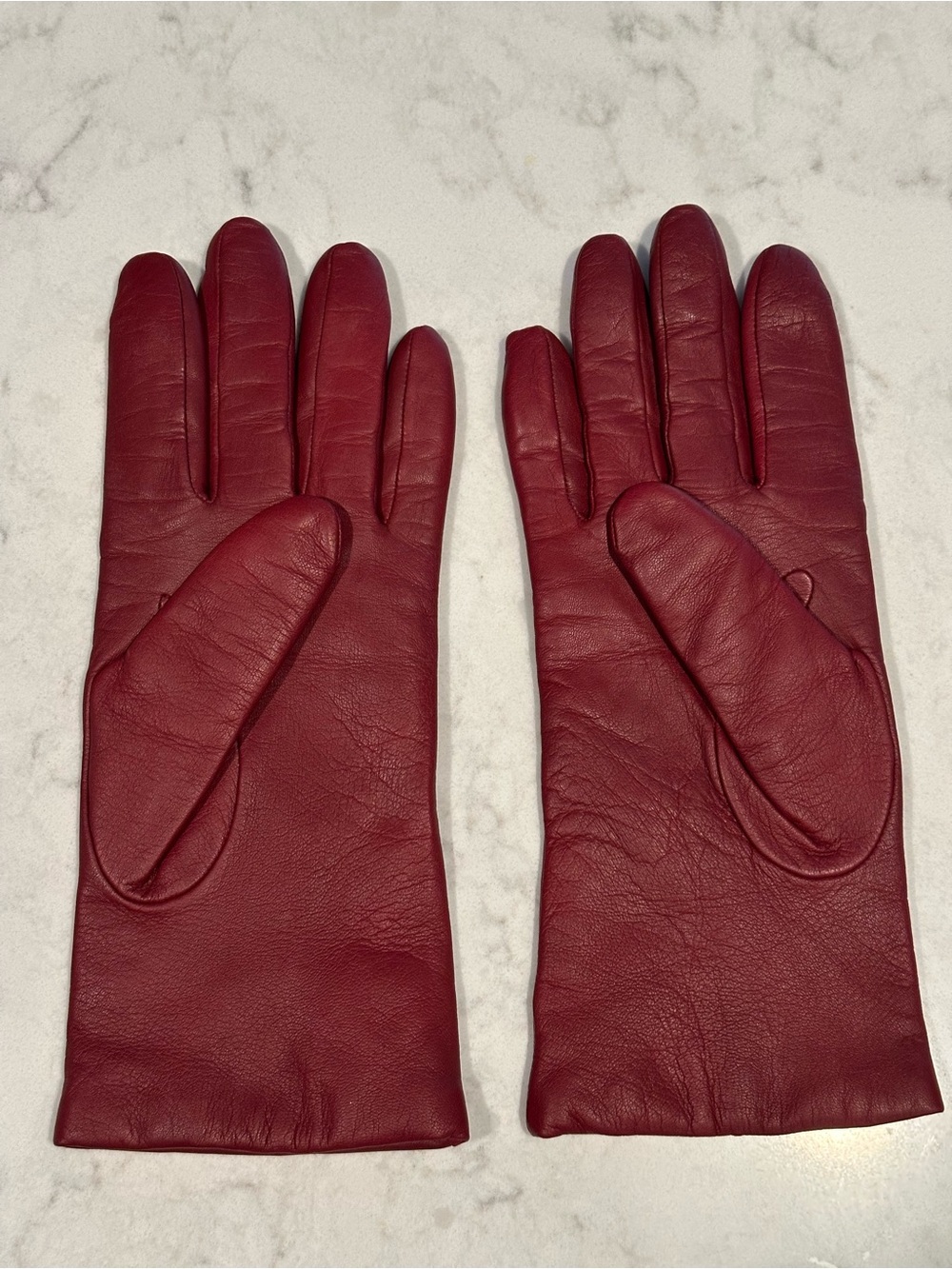 Women’s Red/Burgundy Leather Gloves With Cashmere Lining